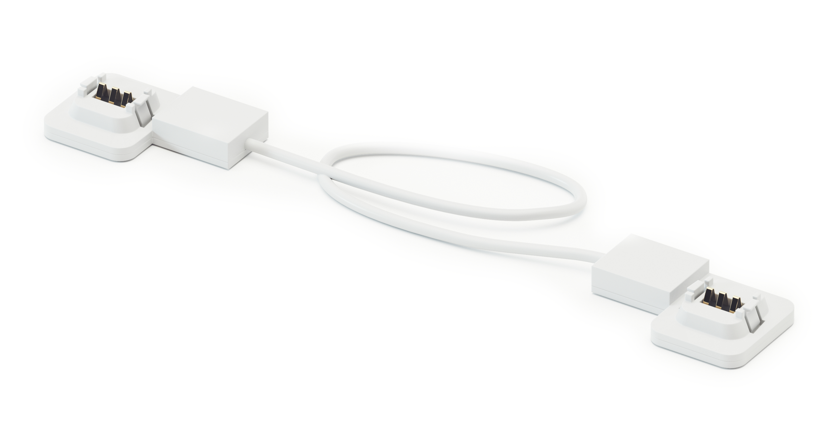 Weißes Ladekabel für ein Gerät mit zwei Anschlussenden.