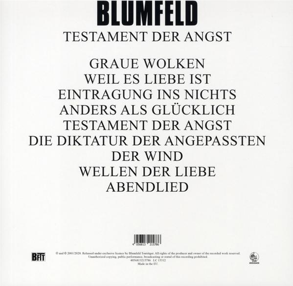 Rückseite einer CD-Hülle. Text auf Deutsch, Auflistung von Titeln und Credits. Weißer Hintergrund, schwarzer Text.