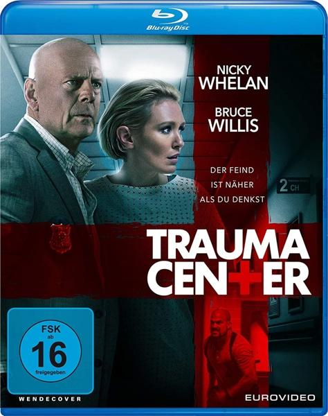 Blu-ray-Cover mit Bruce Willis und Nicky Whelan in einer Krankenhausszene.