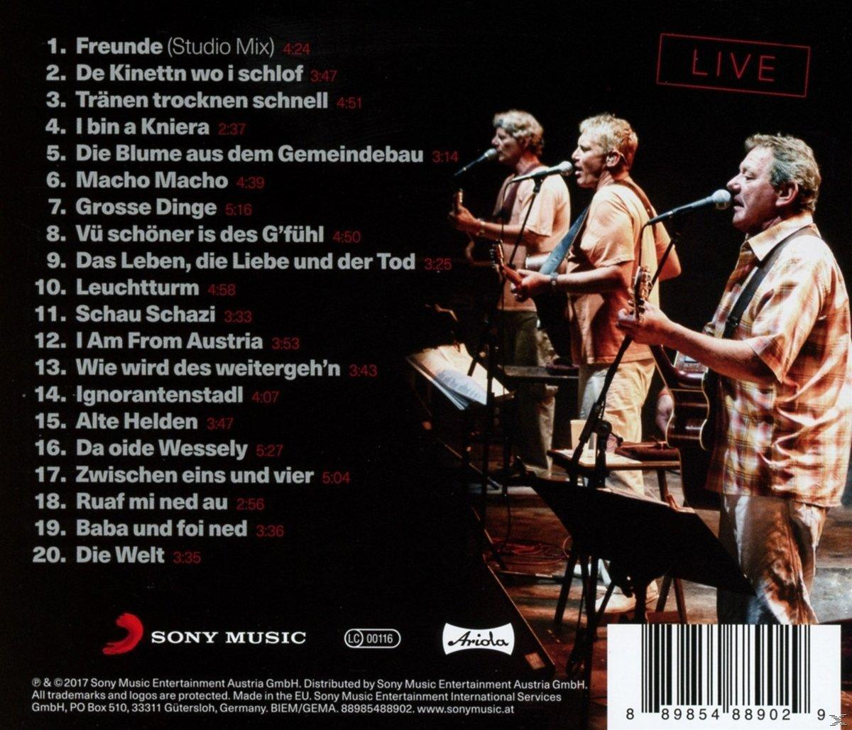 Rückseite einer CD-Hülle mit Songtiteln und einer Band, die live auf der Bühne spielt.