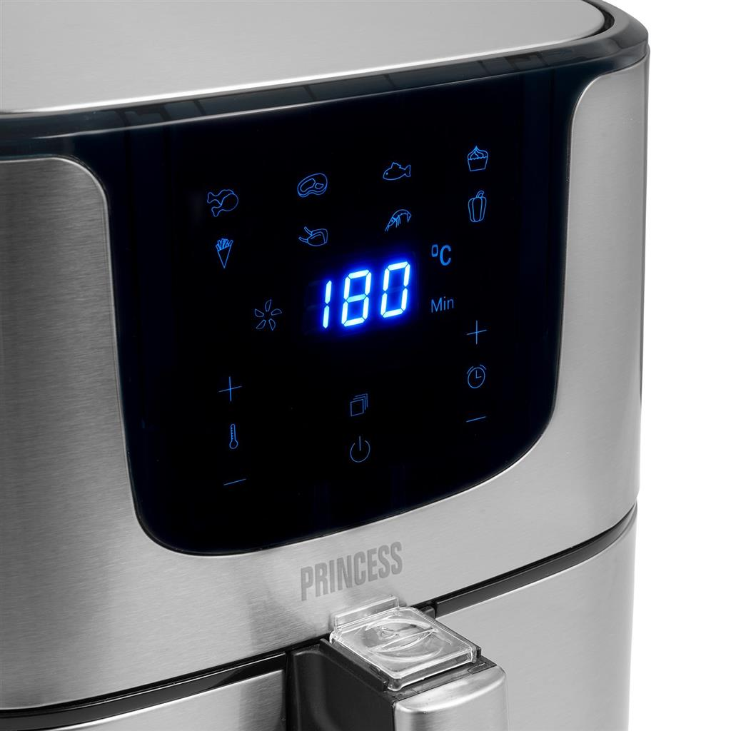 PRINCESS Digitale Heißluft-Friteuse Deluxe XXL 5.2l (182060) Fritteuse (1700 Watt, Silber)