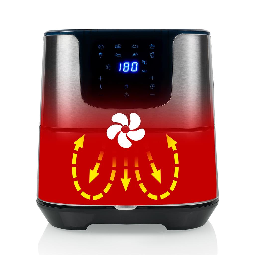 PRINCESS Digitale Heißluft-Friteuse Deluxe XXL 5.2l (182060) Fritteuse (1700 Watt, Silber)