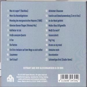 Die Rückseite einer CD-Hülle mit deutschem Text. Die CD-Hülle hat eine Titelliste und einen Barcode.