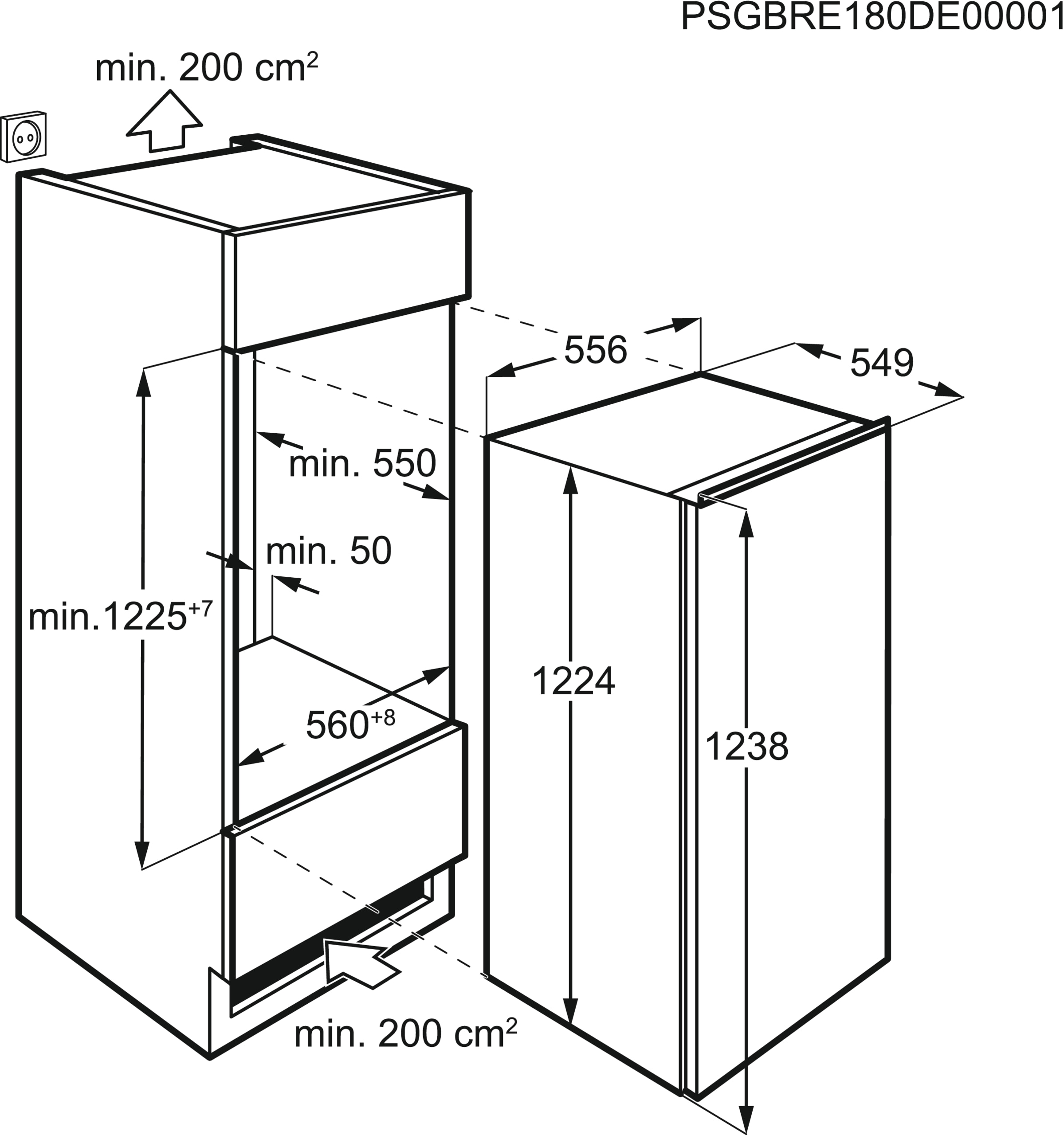 AEG SKE612F1AF Kühlschrank (F, Weiß) mm 1219 hoch