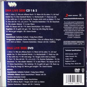 CD-Hülle mit Text und Details. Rückseite der CD-Hülle mit Titelliste und Credits für das Album.