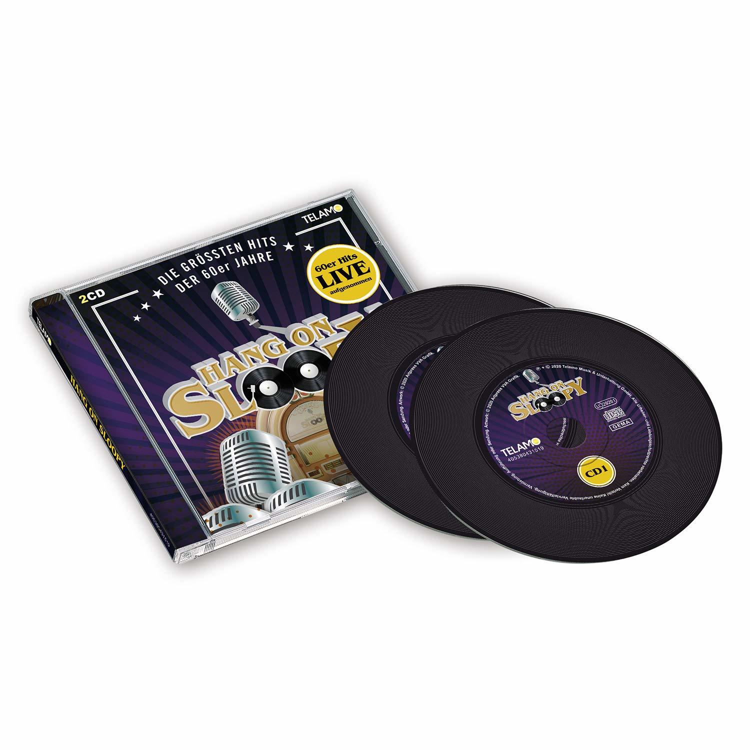 Zwei schwarze Schallplatten und eine CD-Hülle mit 'Hang On Sloopy' und 'Die Grössten Hits' Text.