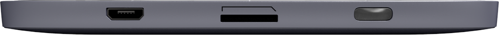 Primer plano de tres puertos: HDMI, USB y USB-C. El fondo es gris.