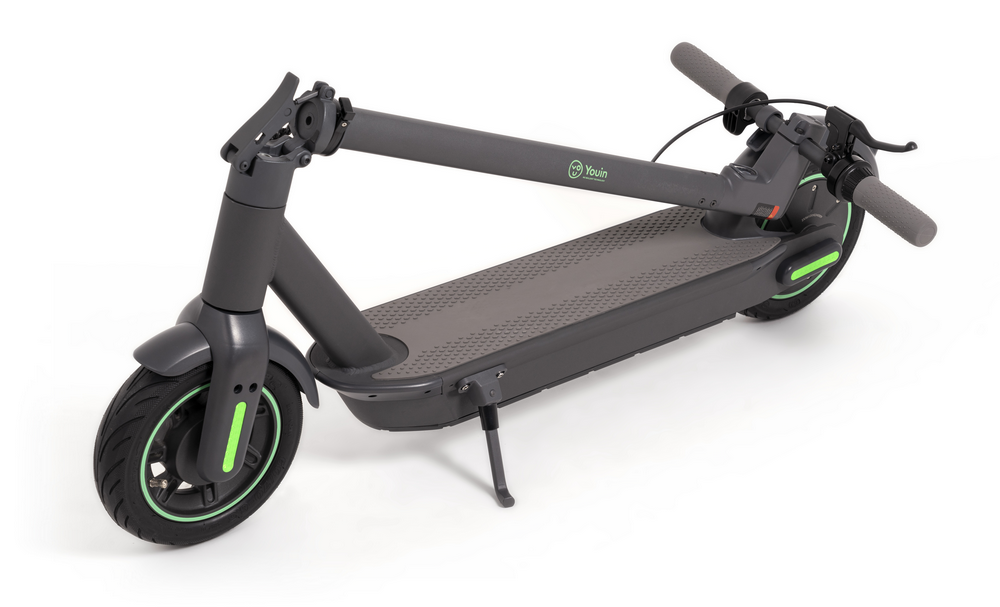 Patinete eléctrico - Youin You-Go XL, 350W, 25 km/h, Hasta 50 km, IPX4, 100 Kg de carga, Iluminación, Negro