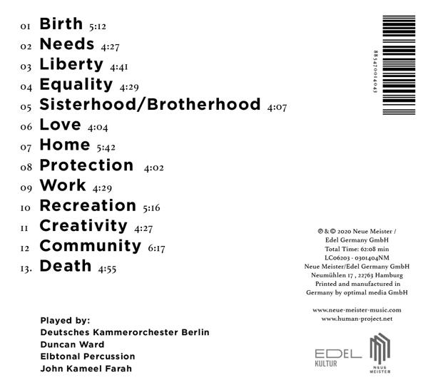Eine CD-Rückseite mit Titeln und Credits vor weißem Hintergrund.