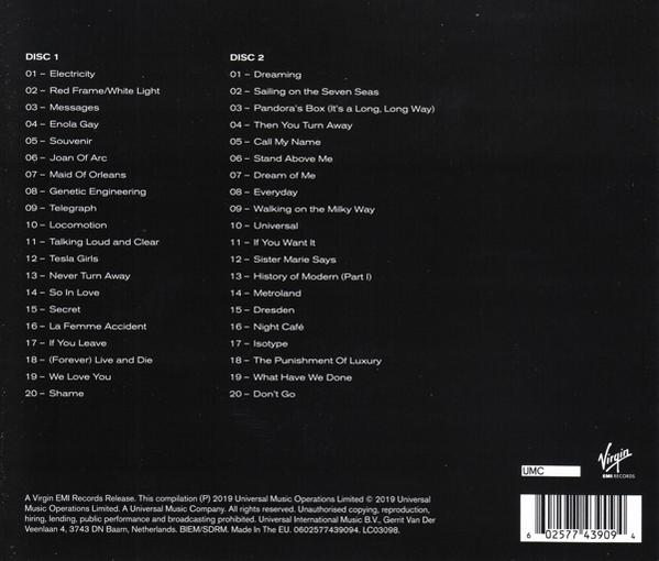 CD borító mindkét oldalon számlistákkal. A borító fekete-fehér, szöveggel.