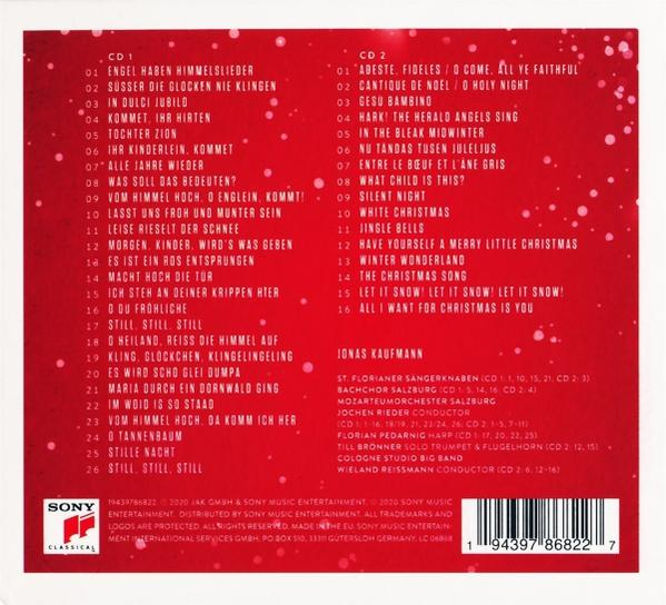 CD borító karácsonyi dalok listájával német és angol nyelven.