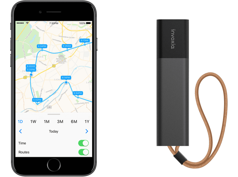 Invoxia GPS Tracker ohne SIM-Karte für Auto Motorrad Fahrrad Taschen schwarz