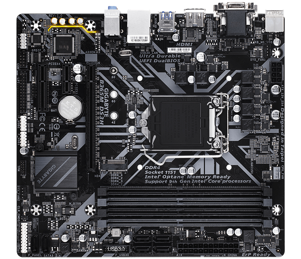 GIGABYTE B365M DS3H Mainboard Schwarz