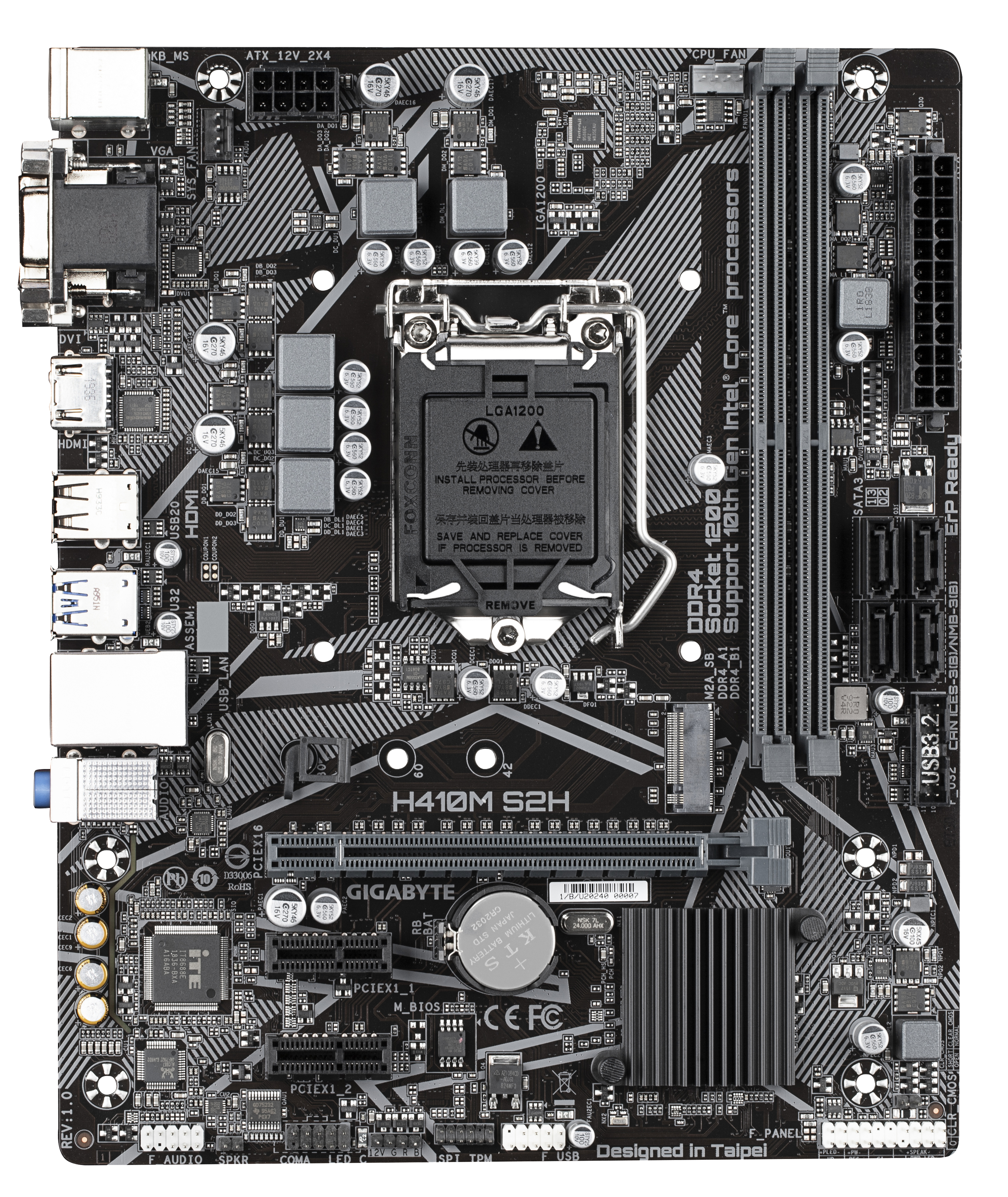 GIGABYTE H410M S2H Mainboard Schwarz