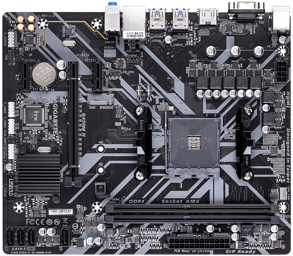GIGABYTE B450M H Mainboard Schwarz