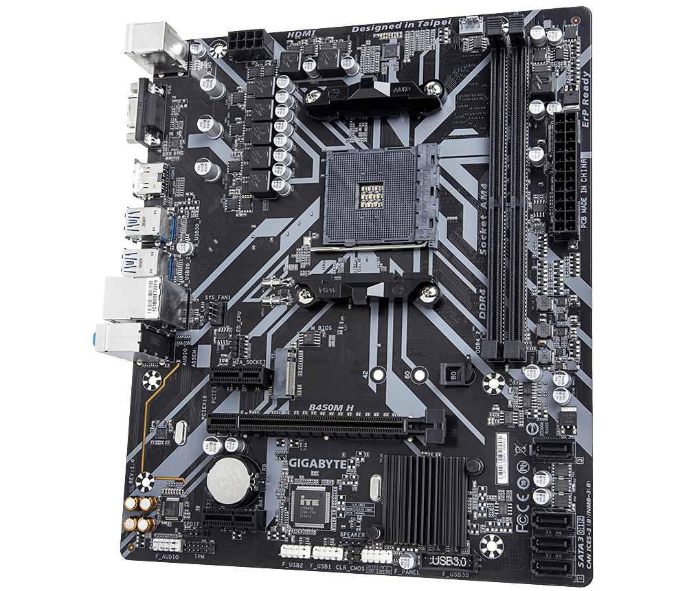 GIGABYTE B450M H Mainboard Schwarz