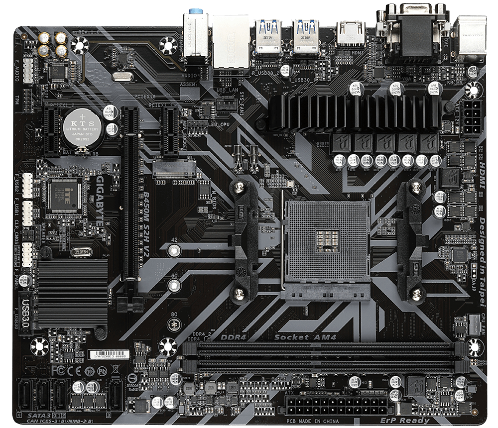 GIGABYTE B450M S2H V2 Mainboard Schwarz