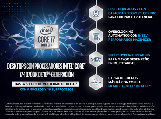 Anuncio del procesador Intel Core i7 con gráficos y texto sobre sus características.