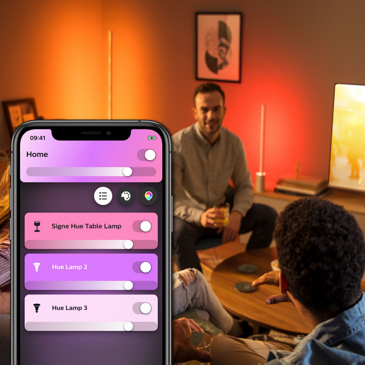 Lámpara - Philips Hue Ambiance White & Color Signe, Inteligente LED, Luz blanca y colores, Bluetooth, Plata