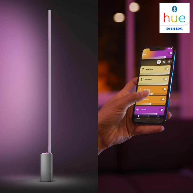 Lámpara - Philips Hue Ambiance White & Color Signe, Inteligente LED, Luz blanca y colores, Bluetooth, Plata