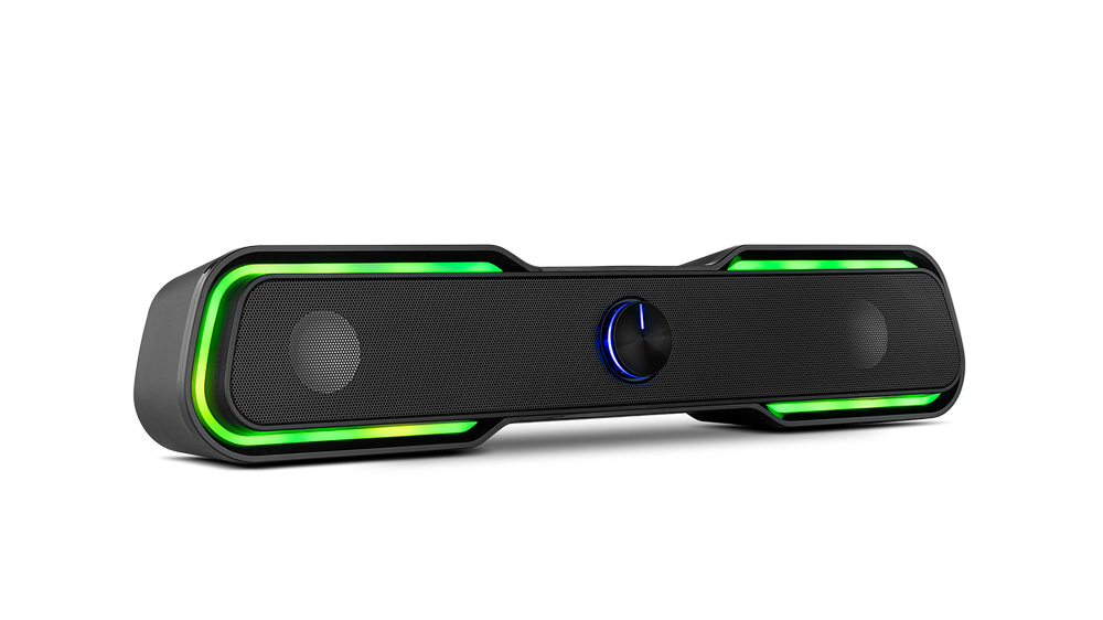 Barra de sonido - Ozone Solo, Gaming, Bluetooth, 3.5, Para PC, 6W RMS, USB, Jack 3.5, Táctil, RGB, Negro