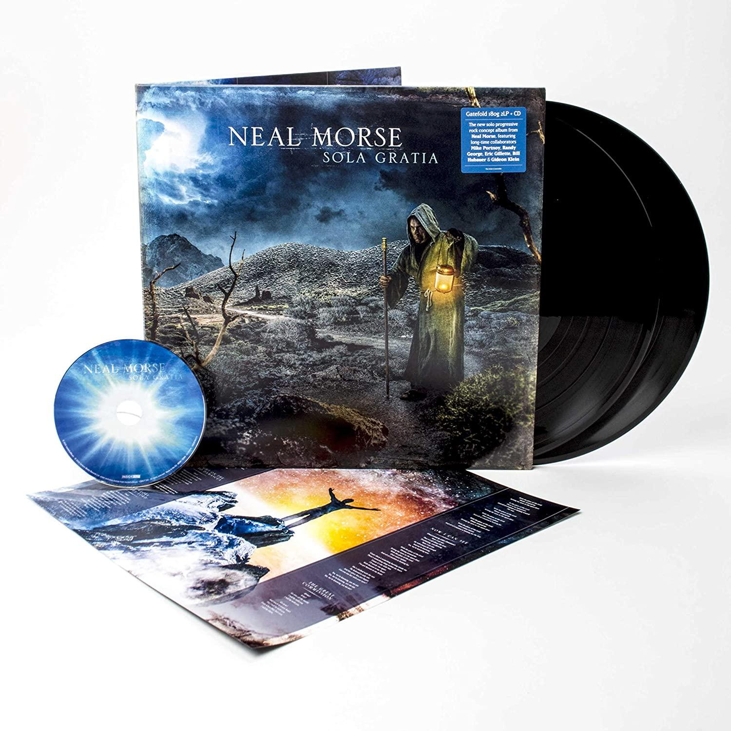 Albumcover und CD von Neal Morses Sola Gratia, mit Vinyl und Booklet.