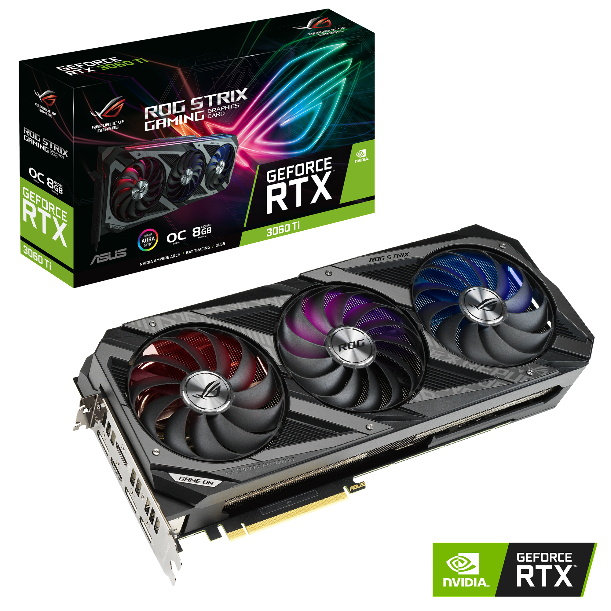 ASUS GeForce RTX™ 3060 Ti ROG Strix Gaming OC 8GB (90YV0G02-M0NA00) (NVIDIA, Gaming-Grafikkarte)