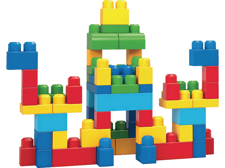 MEGA Bausteine-Beutel Mehrfarbig bunt (60 Kinder, Teile), Spielset Bauklötze Steck-Bausteine BLOKS