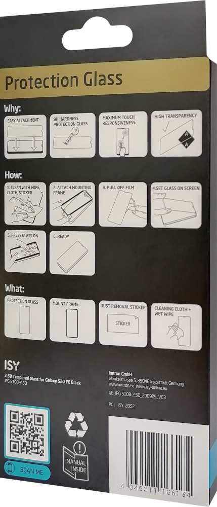 ISY Beschermglas Tempered Glass Galaxy S20 FE Zwart (IPG 5108-2.5D)
