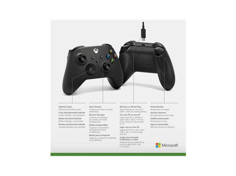 Microsoft Xbox Wireless Controller Zwart Usb C Kabel Kopen Mediamarkt