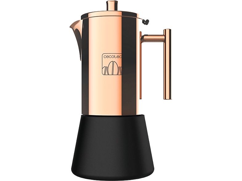 Cafetera tradicional - Cecotec Moking 200, 2 tazas, 100 ml, Acero Inoxidable, Cobre