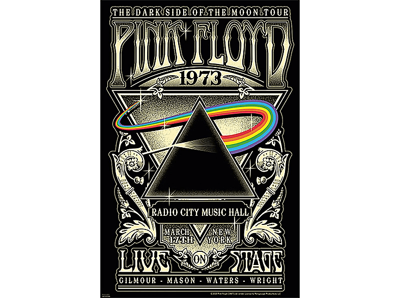 Pyramid International Pink Floyd Poster con stampa incorniciata Concert Edition Collector's Edition ('66 Gig White Border Design) Cornice 30 x 40 cm – Prodotto ufficiale : Bob Masse
