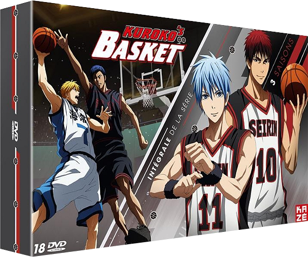 DVD-box van 'Kuroko's Basketball'. Met anime-personages en serie-informatie.