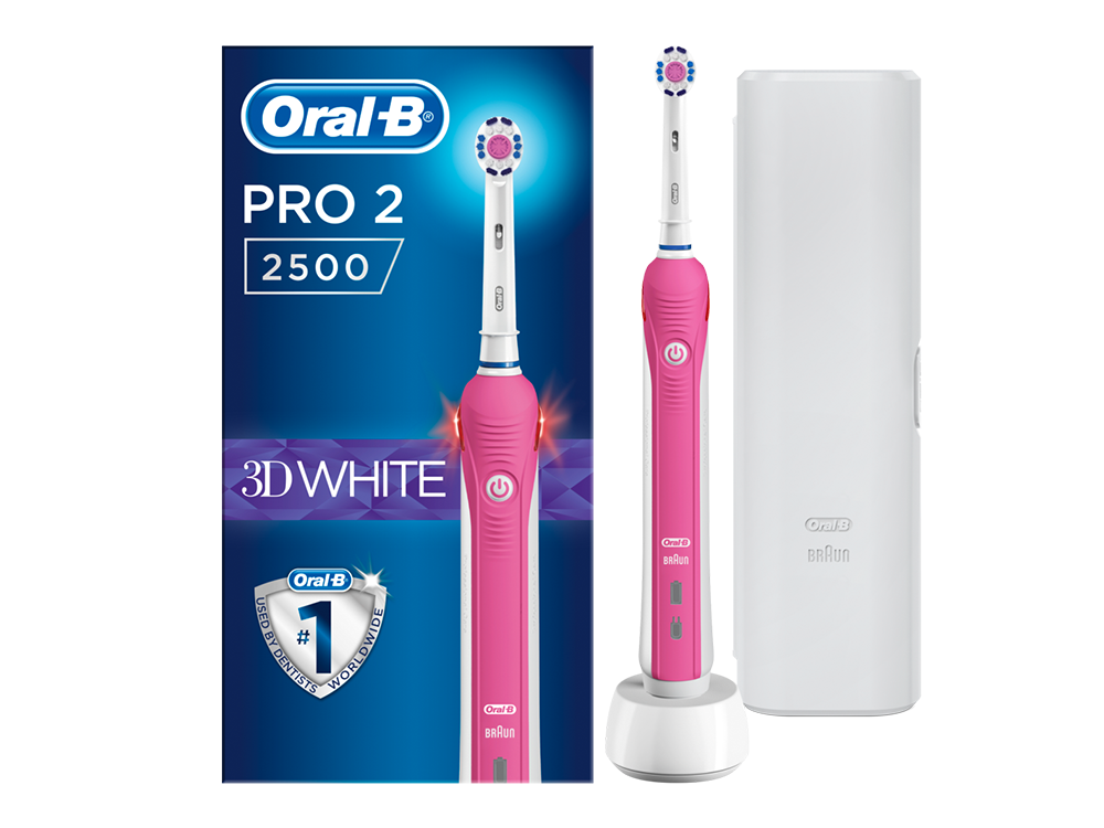 Cepillo Eléctrico - Oral-B PRO 2 2500 Recargable, 1 Cabezal De Recambio, 1 Estuche De Viaje