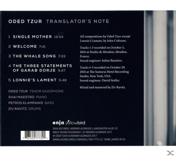 Oded Tzur, Shai Maestro, Petros Klampanis, Ziv Ravitz - Translator's Note  - (CD)
