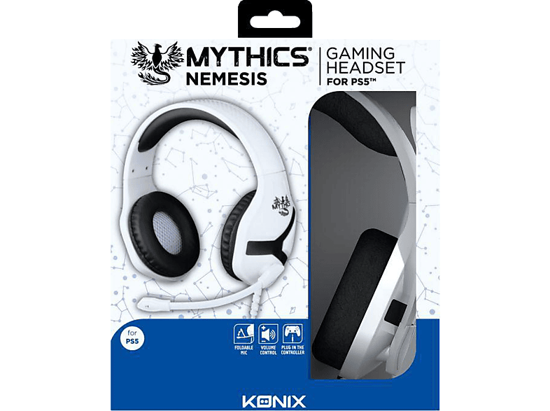 KONIX Gaming Headset Nemesis für PS5 und PS4, Overear Gaming Headset Schwarz/Weiß SATURN