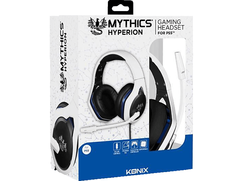 KONIX Gaming Headset Hyperion für PS5 und PS4, Overear Gaming Headset
