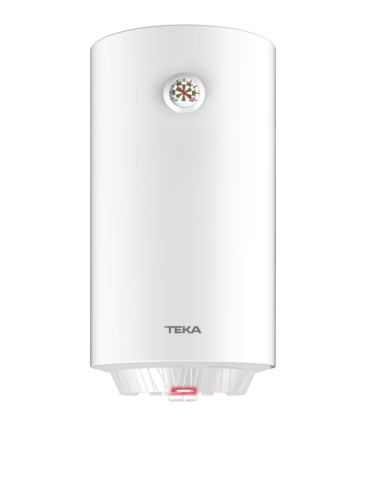 Termo eléctrico - Teka EWH 80 C, 80 L, Vertical, Tanque esmaltado en Zafire, Termostato, Termómetro, Blanco