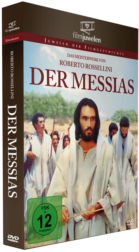 DVD-Cover mit dem Text 'Der Messias', Bild von Menschen in antiken Gewändern. Der Hintergrund ist ein Feld.
