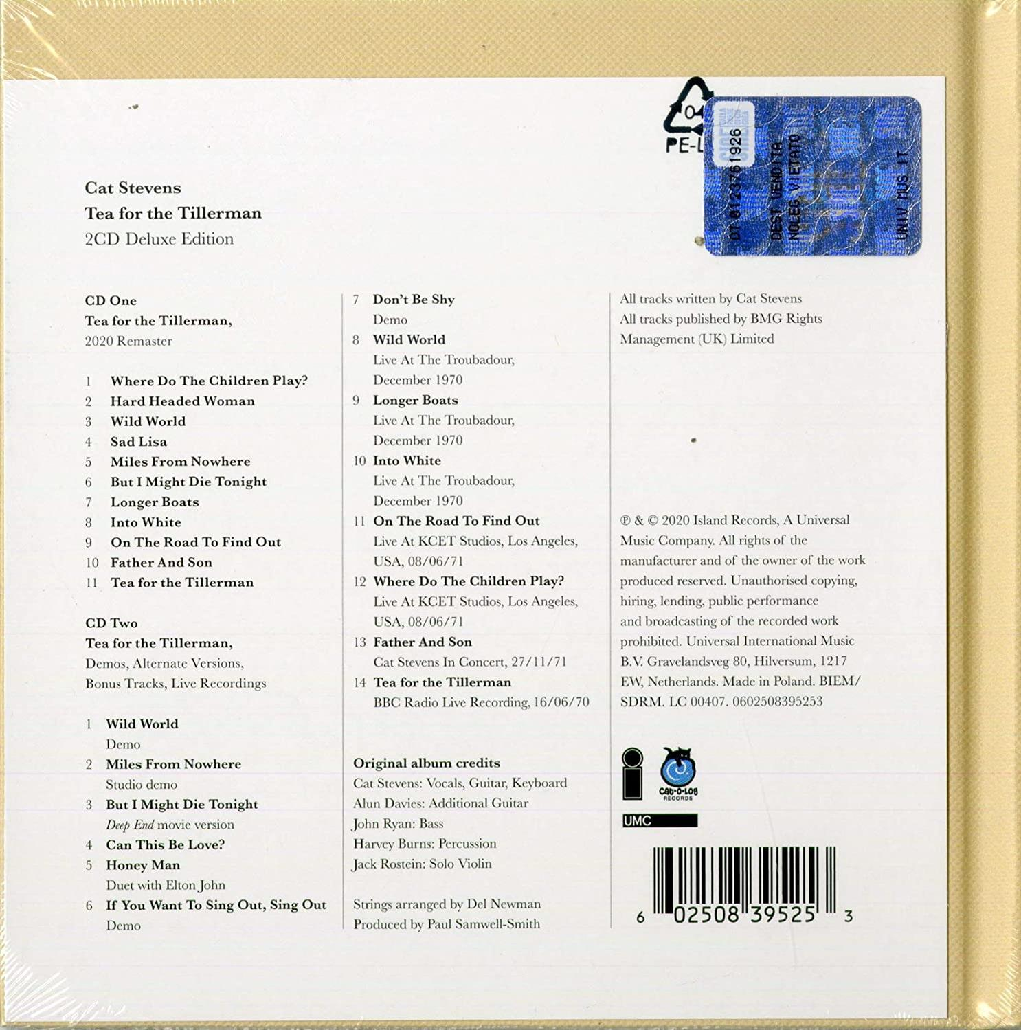 Achterkant van een cd-hoesje met een tracklist en productdetails.