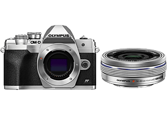 OLYMPUS Outlet OM-D E-M10 Mark IV Ezüst + Ez-M1442 Pancake Ezüst Kit