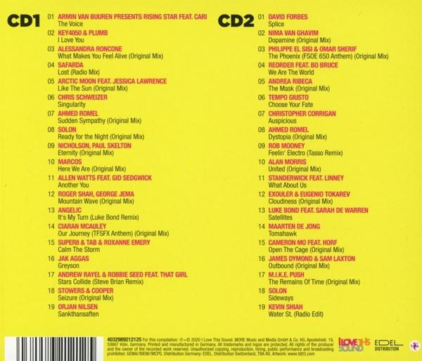 CD-Cover mit Titellisten für zwei Discs. Buntes Design mit Text und Logos.