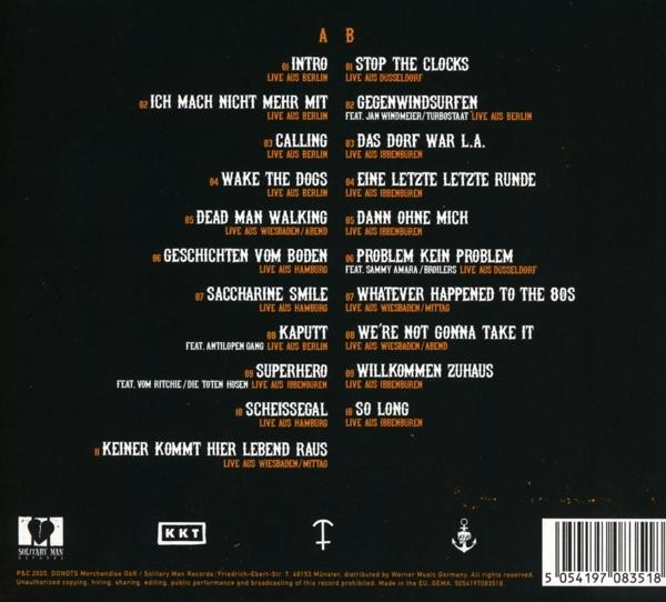 Albumcover, schwarzer Hintergrund mit weißem Text. Songtitel und Künstler gelistet.