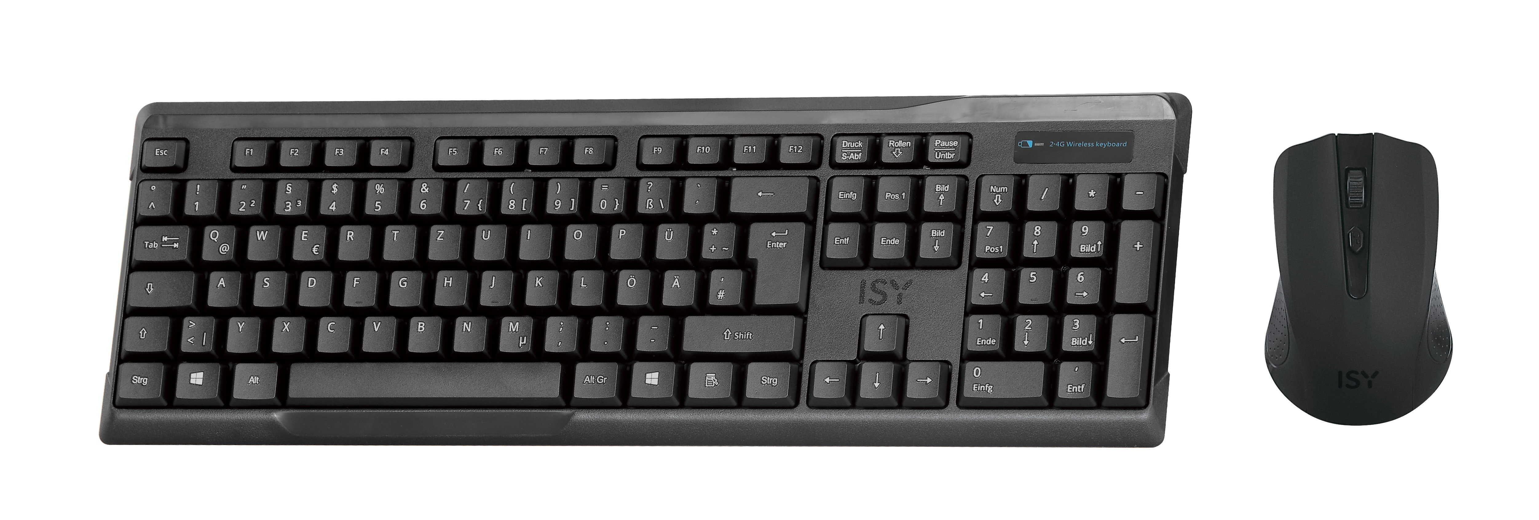 ISY IDE-2500, Tastatur & kabellos, Maus Schwarz Set