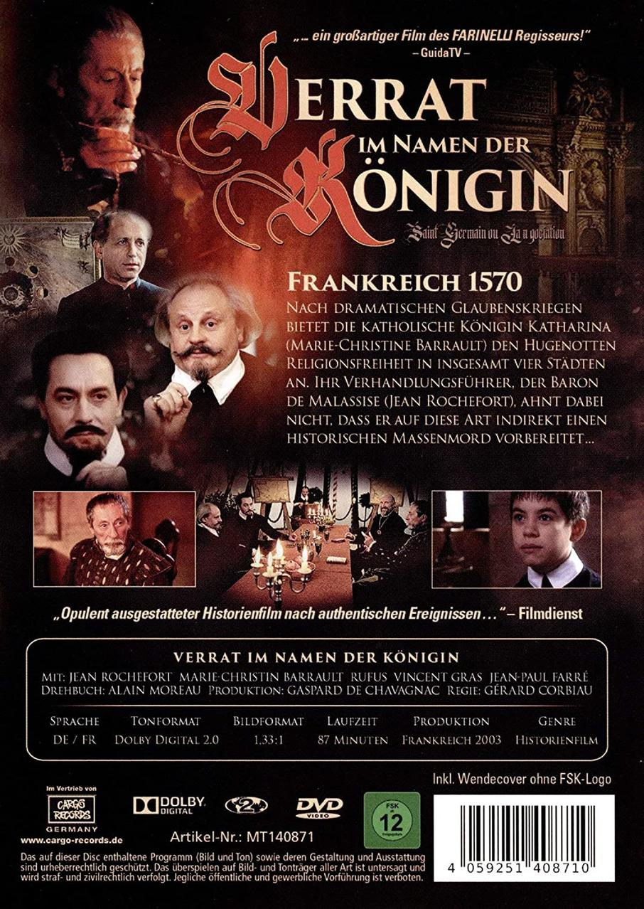 DVD-Hülle mit Filmplakat. Französischer Text, zeigt eine historische Szene und Schauspieler.