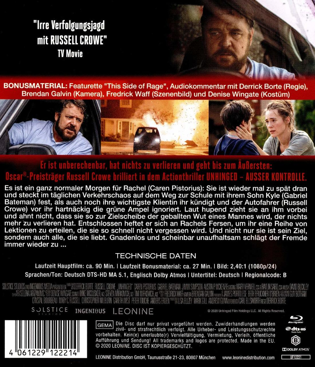 Filmposter mit Russell Crowe. Enthält Schauspieler und Details des Films.
