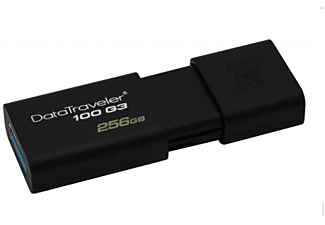 Memoria USB 256 GB - Kingston Data Traveler 100 G3, USB 3.2, Velocidad 130 MB/s, USB A, Negro