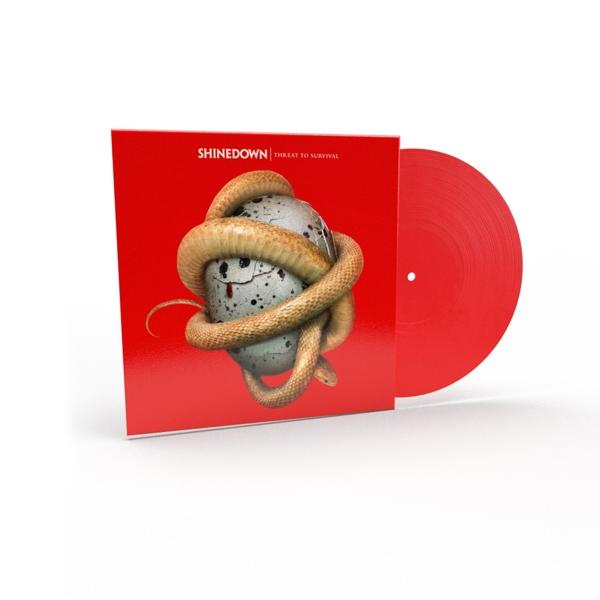 Pochette d'album avec fond rouge, vinyle rouge et serpent enroulé autour d'un œuf.