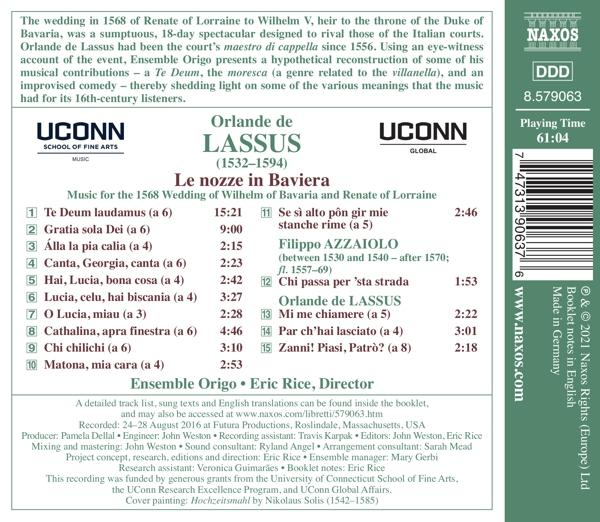 Die Rückseite einer CD-Hülle mit Text auf Englisch und anderen Sprachen, mit einer Titelliste.