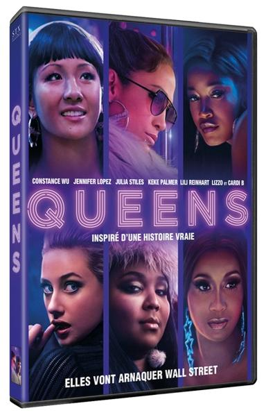 Couverture du film. Visages de six femmes, titre : QUEENS. Slogan : Elles vont arnaquer Wall Street.